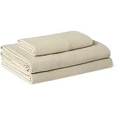 Amazon Basics Twin Bed Sheet, 3-Piece Bedding Set, Double Brushed Microfiber, Ultra Soft, Easy Care, Beige