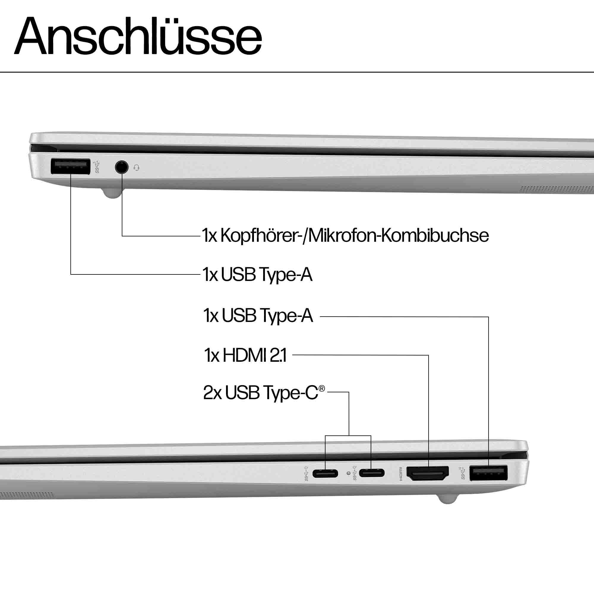 HP Pavilion Laptop | AMD Ryzen 7 8840U | 16-Inch WUXGA Display | 16 GB DDR5 RAM | 512 GB PCIe NVMe SSD | AMD Radeon Grafik | QWERTZ Keyboard | Windows 11 Home | Silver 3
