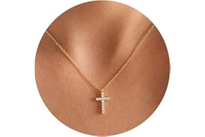 Fesciory Cross Necklace for Women, 14K Gold Plated Cross Pendant Dainty Layered Chain Necklace Jewelry Gifts