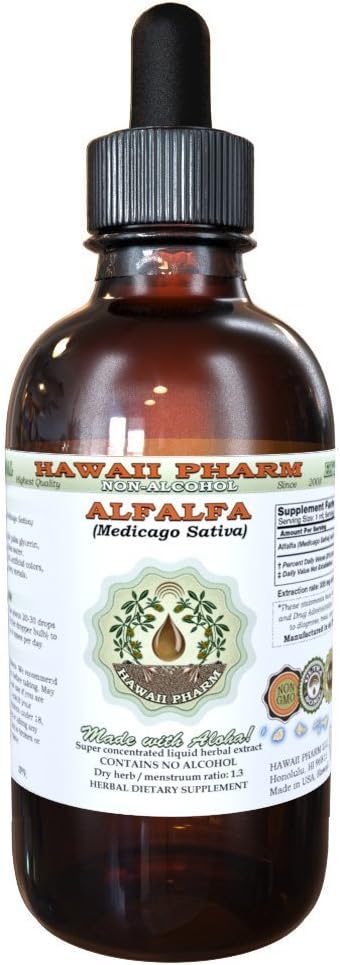 Alfalfa Alcohol-Free Liquid Extract, Organic Alfalfa (Medicago Sativa) Dried Leaf Glycerite 2 oz: Health & Personal Care