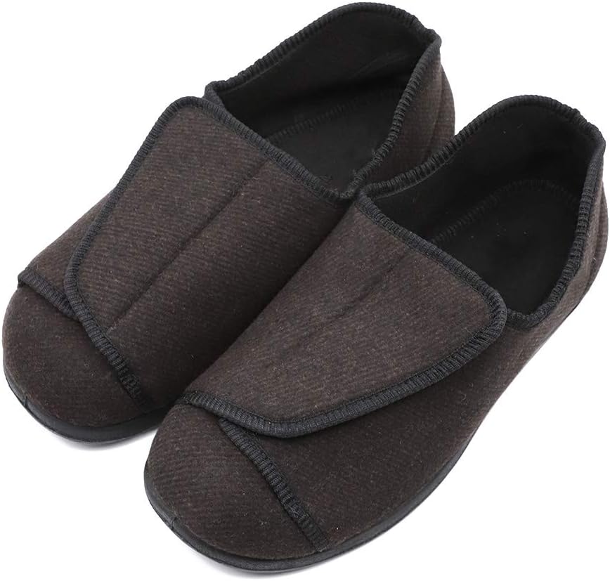 MediFeet Mens Extra Wide Width Diabetic Slippers Edema Shoes with Adjustable Closures for Swollen Feet Elderly Men Seniors