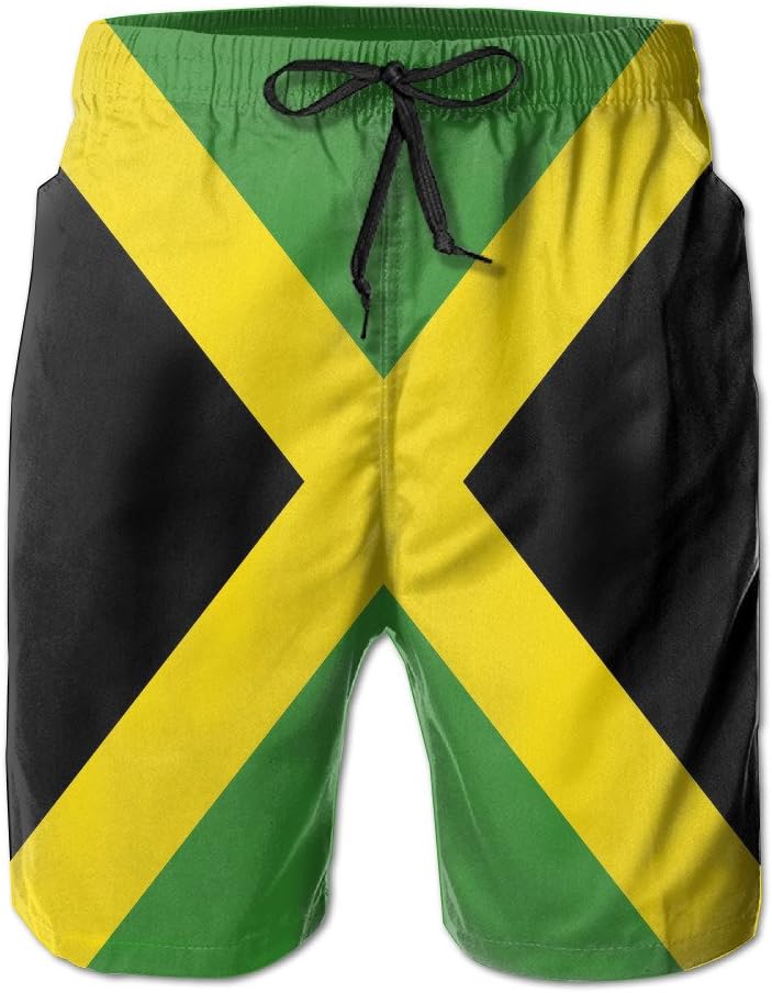 Matthew Schrock Jamaica Flag Men's Swim Boardshorts Quick-Dry Surf Beach Shorts Casual Sport Trunks