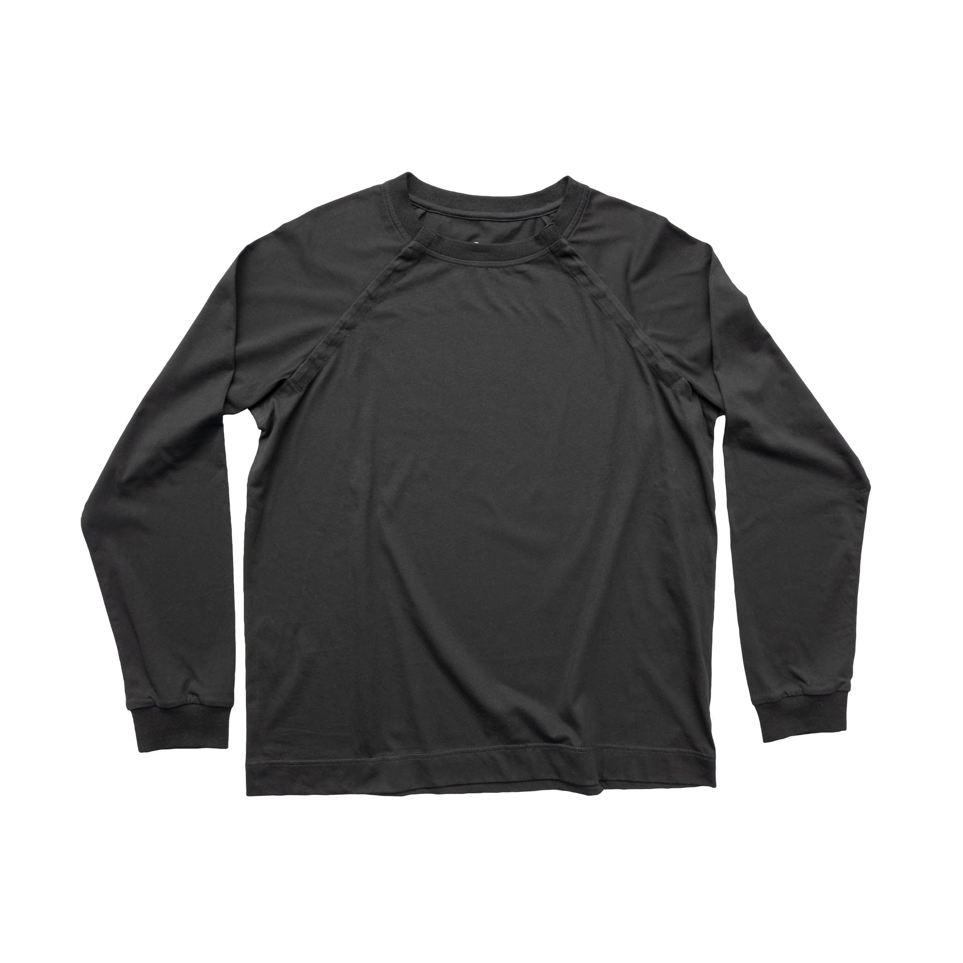 Photo 1 of Adult Chemo Chest Port Snap Access Long-Sleeve Tee Shirt| Size X-Large| Color Black