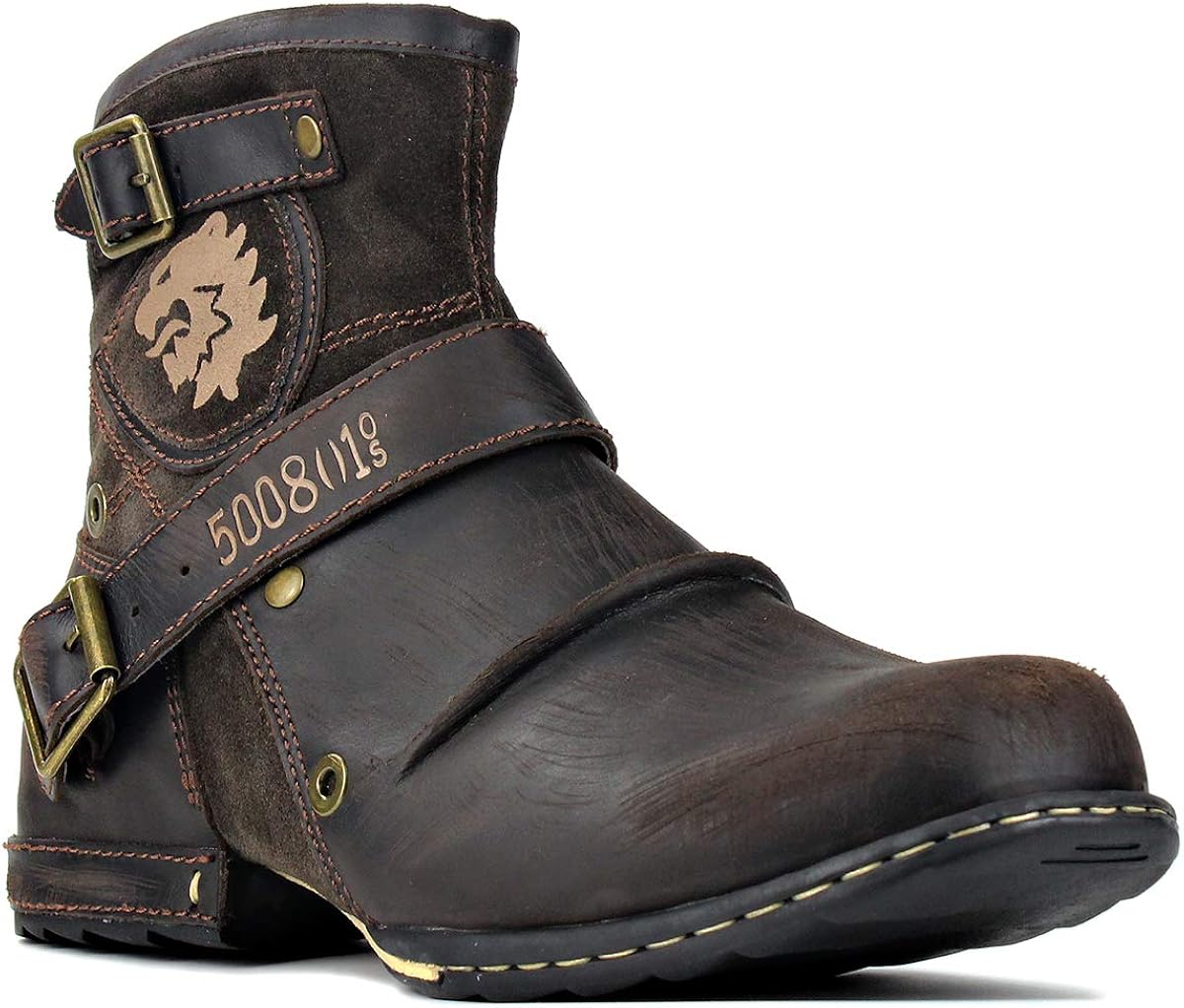 OSSTONE Moto Boots for Men Fashion 