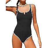 AMAWMW Girls One Piece Swimsuits Contrast Color V-Neck Bathing Suit Adjustable Straps Girls' Swimwear 7-16Y