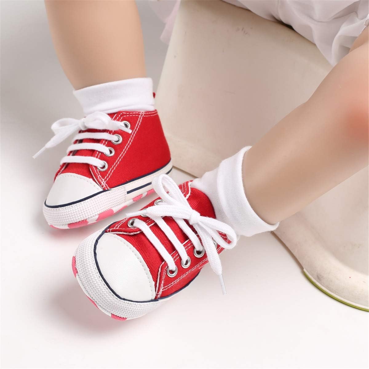  | ENERCAKE Baby Boys Girls Shoes Toddler High-Top Ankle Canvas Infant Sneakers Soft Sole Newborn First Walkers Crib Shoes | Sneakers