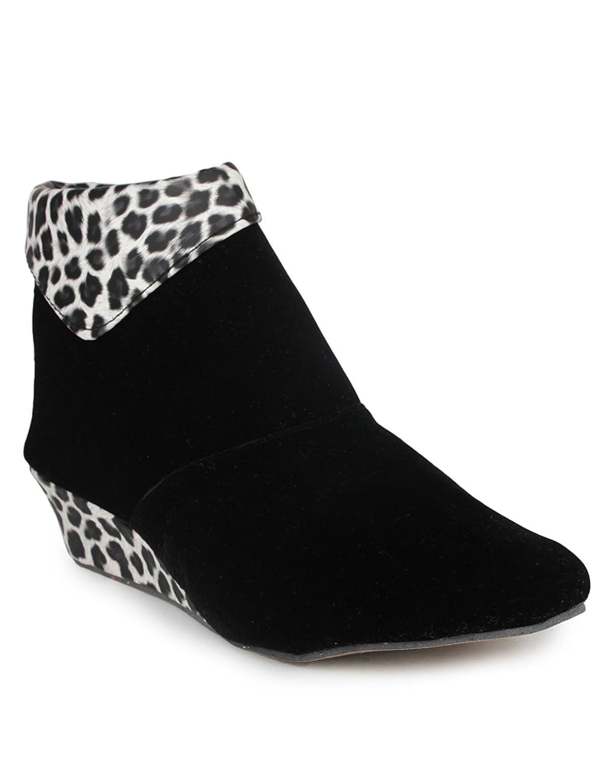 rgk's women's black velvet long shoes / boot for girls
