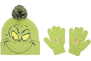 Bioworld Grinch Youth Character Cuffed Beanie and Gloves Set