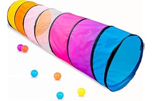 NUBUNI Kids Play Tunnel Tent for Toddlers, Colorful Pop Up Crawl Tunnel Toy for Baby or Pet, Collapsible Gift for Boy and Girl Play Tunnel Indoor and Outdoor Game Pink