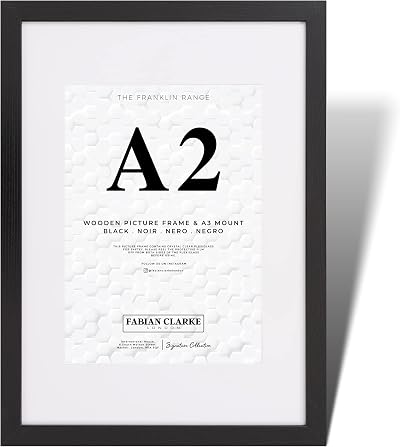 Fabian Clarke London A2 Modern Black Wooden Picture Frame with A3 White Mount