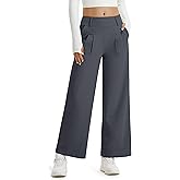 Libin Women's Wide Leg Dress Pants High Waisted Stretch Work Casual Sweatpants Trousers with Pockets 29",Drak Grey,X-Large-New