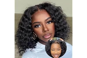 MAWIPOV Wear and Go Glueless Wigs Bob Wig Human Hair Pre Plucked Deep Wave Lace Front Wigs Human Hair for Beginners Upgraded No Glue Pre Cut 4x4 Lace Closure Glueless Wigs for Black Women (12 inch)