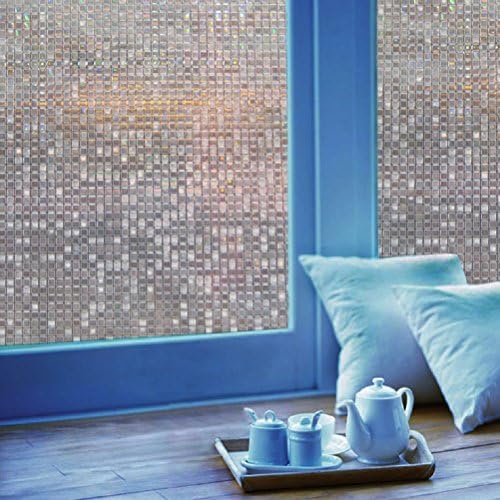 Viclover 3D Premium Window Film Privacy Static Decorative Films Non-Adhesive Glass Cling Heat Control Anti UV (17.71 inches by 78.74 inches)