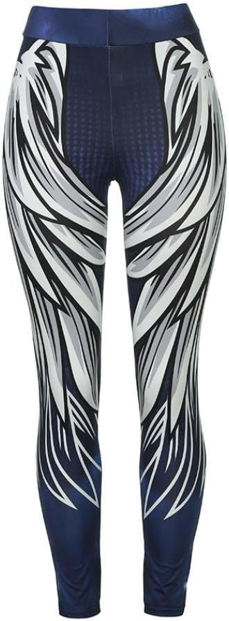 FIREROWomens Wing Printed Yoga Skinny Workout Leggings Fitness Sports Cropped Pants