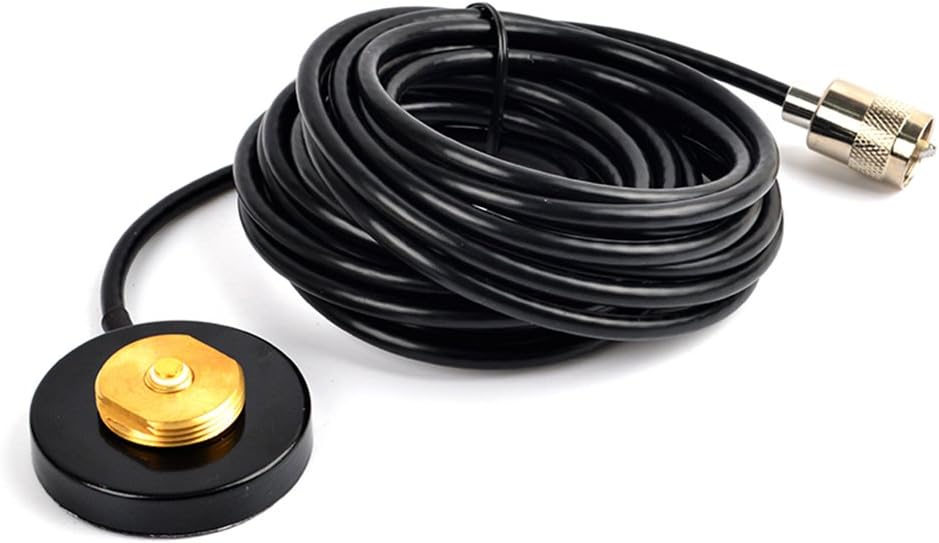 TWAYRDIO NMO Mini Ham CB Radio Antenna Magnetic Mount Base 2.1''(55mm) with PL-259 Connector RG58 Coax Cable 16ft(5M) for Transceiver