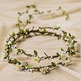 Uongeod Flower Crown (2 packs) Boho Flower Wreath Artificial Floral Crown Bridal Headpiece Greenery for Wedding Ceremony Party Festival