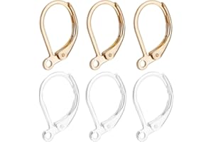 Beebeecraft 100Pcs 2 Colors 316L Surgical Stainless Steel Leverback Earring Findings 14K Gold & Sterling Silver Plated Hypoal