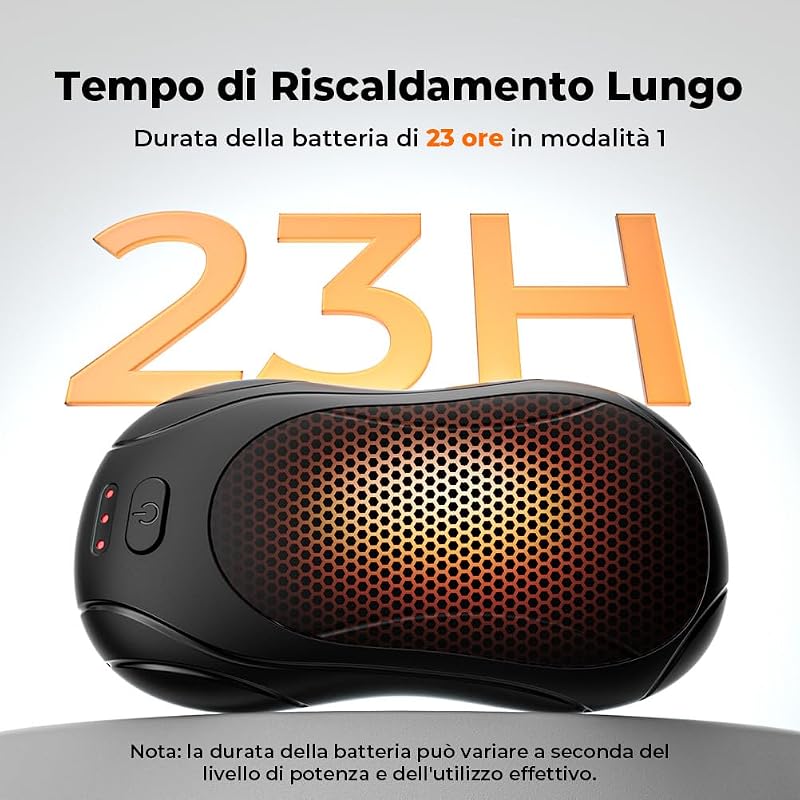 Scaldamani Elettrico 2 Pack, Scaldamani Ricaricabile Portatile 23H, Riscaldamento a 3 Livelli, Scalda Mani Tascabili, Adatto per Esterno, Golf, Campeggio — foto 2 di 8