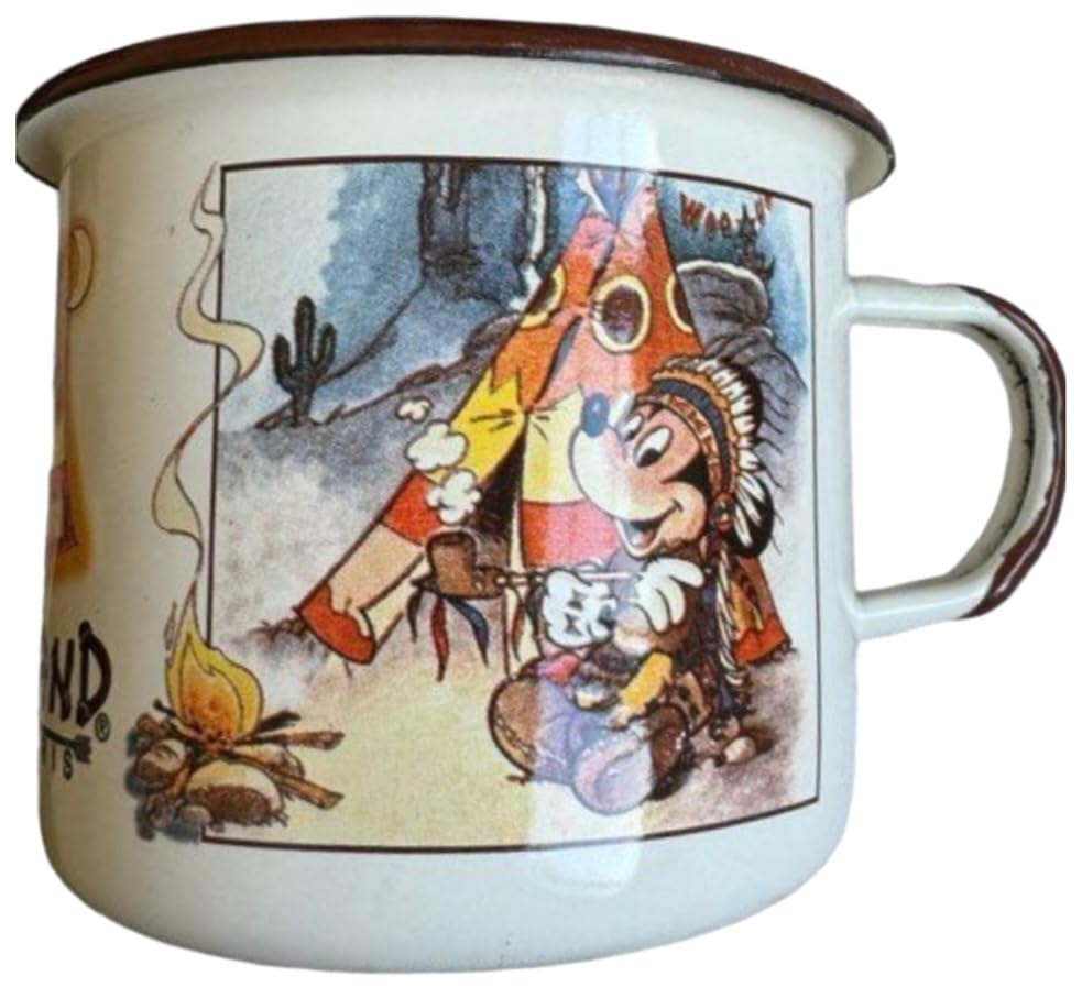 Disneyland Paris Mickey and Minnie Native American Indian Enamel Mug