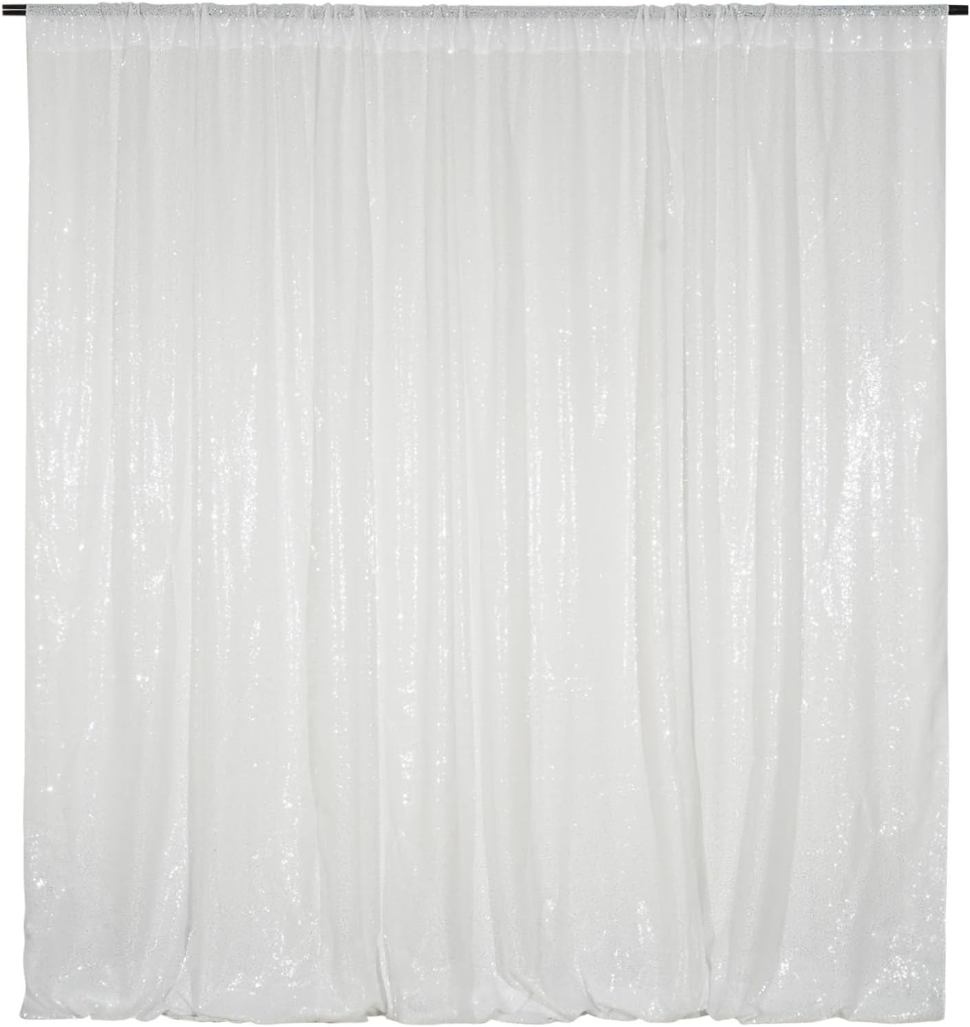 3E Home White Sequin Backdrop,213x213cm(7Ftx7Ft) Glitter Photo Booth Background for Christmas Birthday Wedding Baby Shower Party Decoration