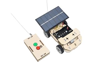 DAN&DRE Solar Wireless Remote Control Car Model, DIY Wooden Electric Motor Building Project with Wire Controller for Kids Age