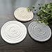 POPU Round Cotton Braided Table Place Mats Braided Coaster Non-Slip Placemats Table Mats Set of 5 for Cups Dining Kitchen Washable Small