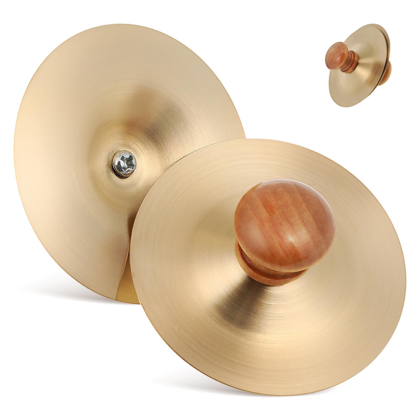 jojofuny 1 Pair Finger Cymbals for Kids, 7cm Golden Handheld Percussion Instrument, Small Practice Cymbals for Music Education, Rhythm Training