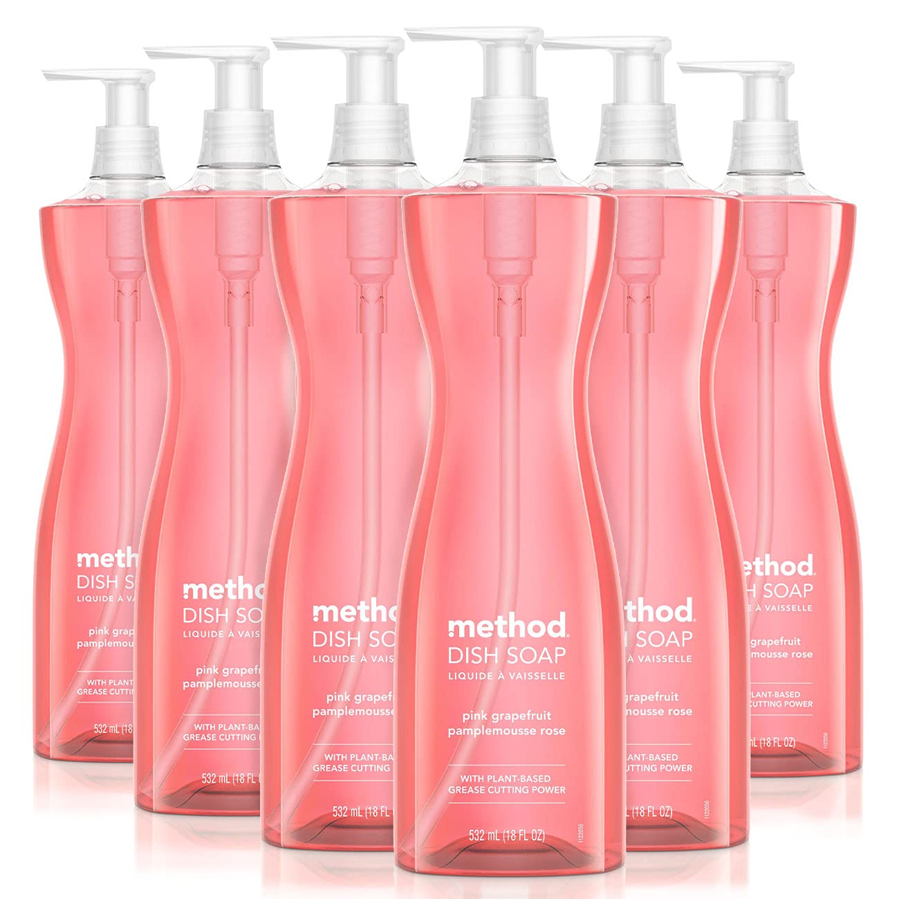 Gel Dish Soap, Pink Grapefruit, Biodegradable Formula, Tough on Grease, 18 Fl Oz (Pack of 6)