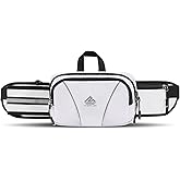 HTZPLOO Fanny Pack for Men Women Waist Bag with Water Bottle Holder for Hiking, Travel,Dog Walking, Workout (White)