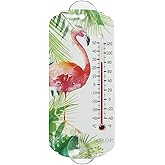 Taylor Flamingo Indoor Outdoor Suction Cup Thermometer, Decor for Patio, Pool, or Garage, 8 Inch, Multi