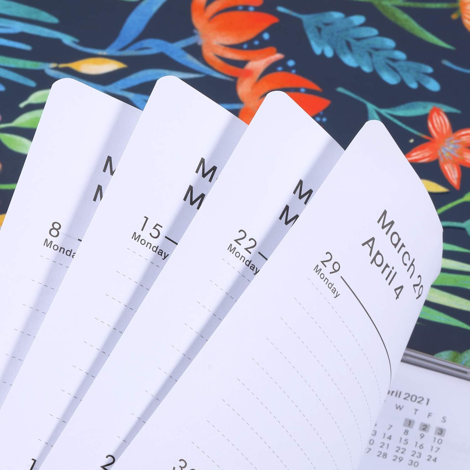 2021 Planner - Weekly & Monthly Planner with Marked Tabs, 8" x 10", Jan. - Dec. 2021, Contacts + Calendar + Holidays, Twin-Wire Binding with Thick Paper - Navy Floral : Office Products