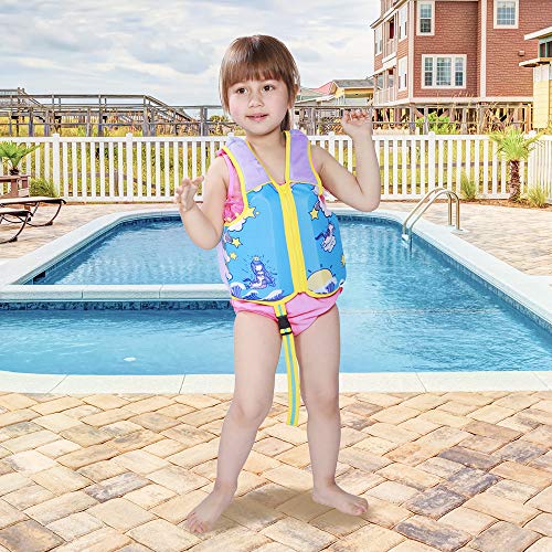 Megartico Kids' Swim Vest Life Jacket Girls Adjustable Safety Strap Boys Swim Training Aid Zipper - Toddler Learn-to-Swim