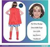 Amscan Wonder Woman Kids Costume DC Comics 6-8 Years Red Dress Cape Cuffs view 5