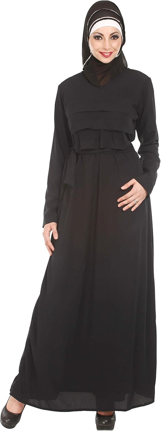 LA KASHA Women Poly Crepe Frill Abaya at Amazon Womenâs Clothing store