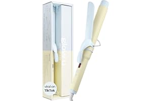 GLOW U Curling Iron 1 1/2 Inch - 7.3" Long Barrel Ceramic Hair Curler for Blowout, Beach Waves - Curling Wand Designed for Long Hair - Marshmallow