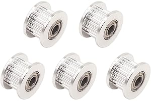 WINSINN GT2 Idler Pulley - 20 Teeth, 4mm Bore, for 6mm Width Timing Belt, Aluminum - Ideal for 3D Printers, CNC Machines (5-Pack)
