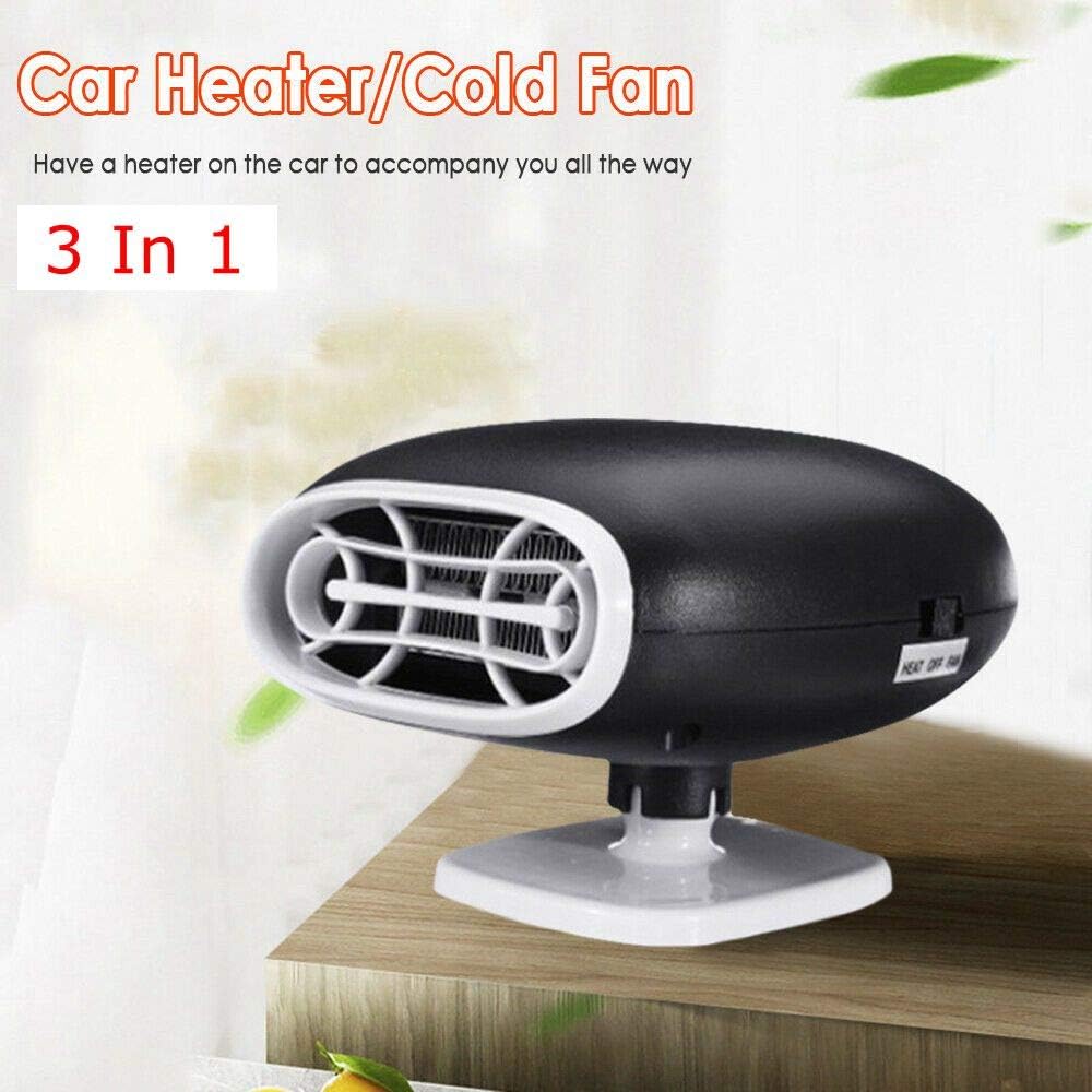 Portable Car Heater Defroster 12V 150W Vehicle Cooling Fan Window Demister Windshield Fast Heating Defroster (Black)