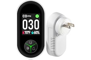 VETOUCH Carbon Monoxide Detector Plug in, Carbon Monoxide Detector Plug in Wall with Temperature Humidity Sensor Built-in, Alarm Function with Clear LCD Display CO Detector for Home Kitchen RV Travel