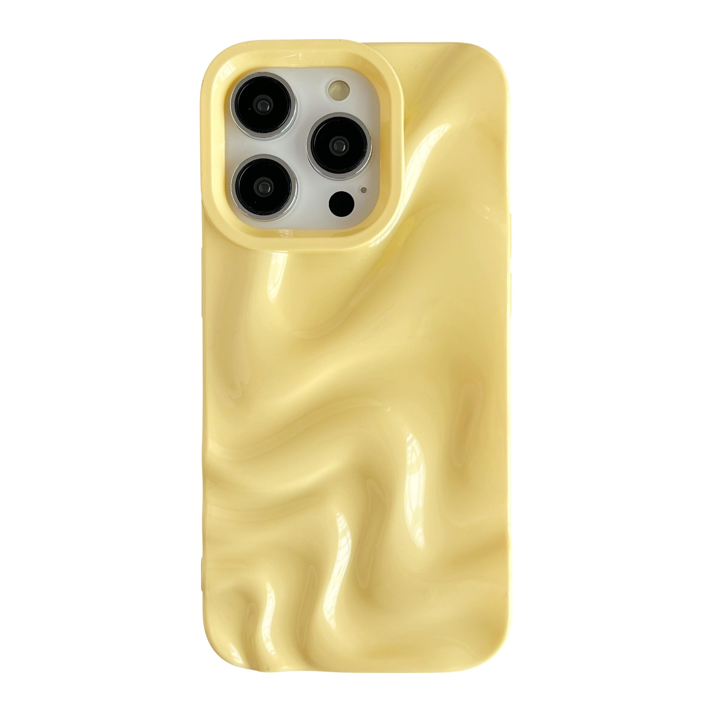 Photo 1 of Caseative for iPhone 14 Pro Case,Water Ripple Pattern Wave Phone Case (Light Yellow)