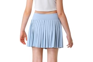 BELEROY Girls Pleated Skirts with Shorts Elastic Girls Tennis Skirt with Pockets Athletic Golf Skirts Skort Casual