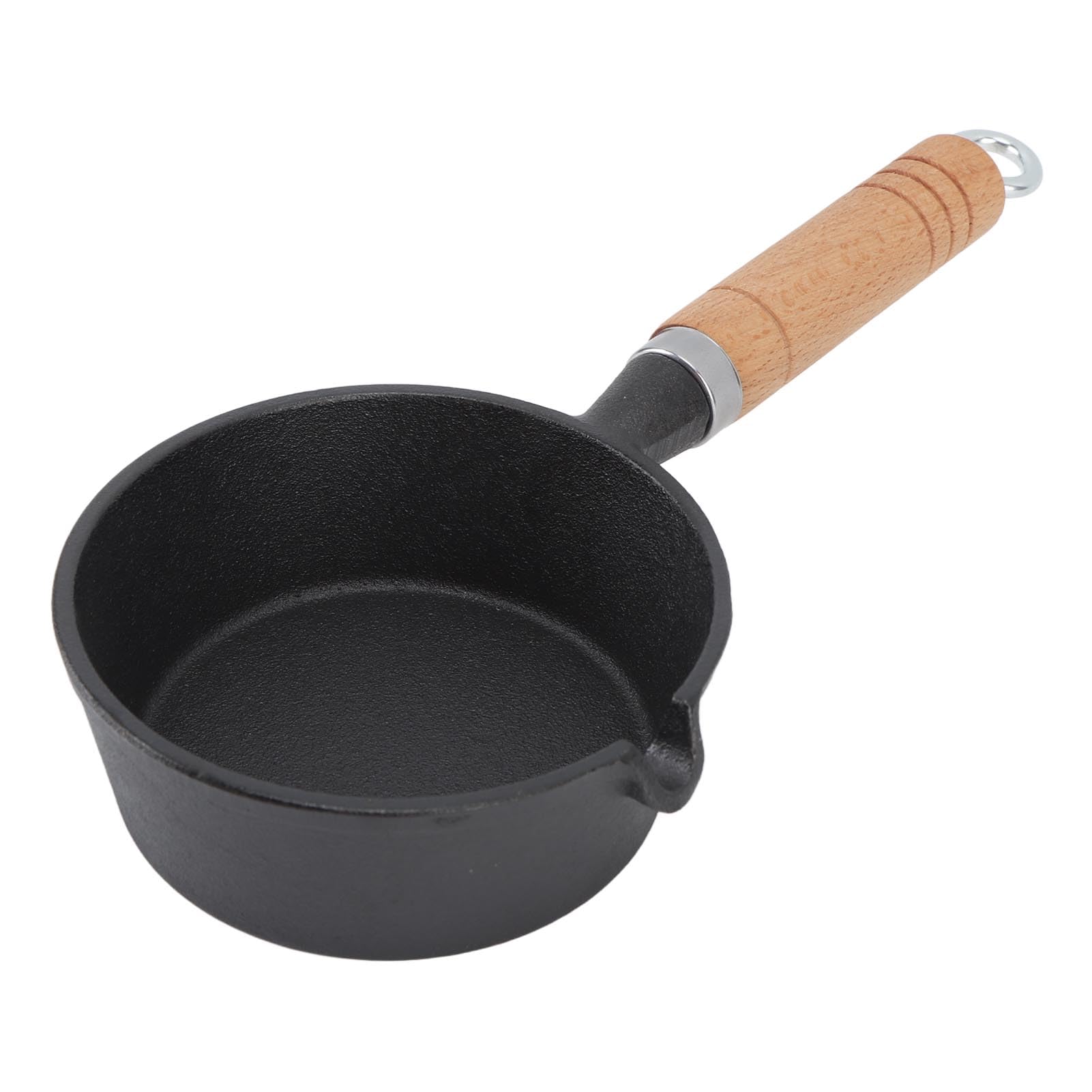Photo 1 of Yuecoom Mini Egg Frying Pan, Cast Iron Omelette Pan Skillet with Wooden Handle, Mini Pre Seasoned Skillet, Nonstick Egg and Fry Cast Iron Pot for Indoor Outdoor Cooking(13x5cm / 5.1x2.0in)