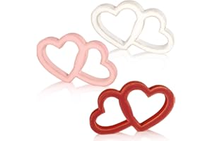 Wooden Valentine's Day Heart Decorations, 3 Pcs Rustic Wood Hearts Blocks Table Centerpiece Decor Sign, Red Pink White Vintag
