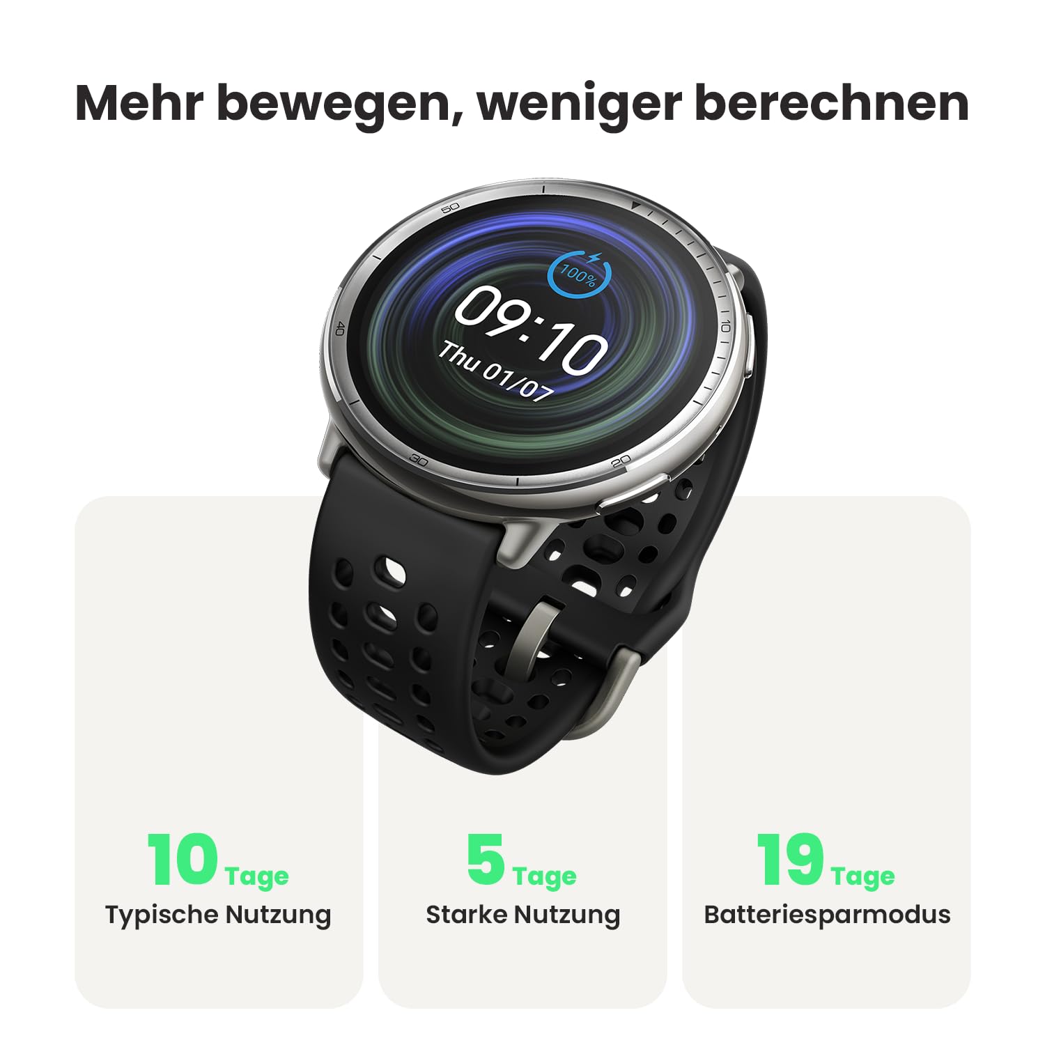 Amazfit Active 2 Smart Watch 44mm, AI, Sprachsteuerung, GPS und kostenloses Kartenmaterial, 10 Tage Akku, Fitness Tracker mit 160plus Sportmodi, 5 ATM wasserdicht für Android und iPhone