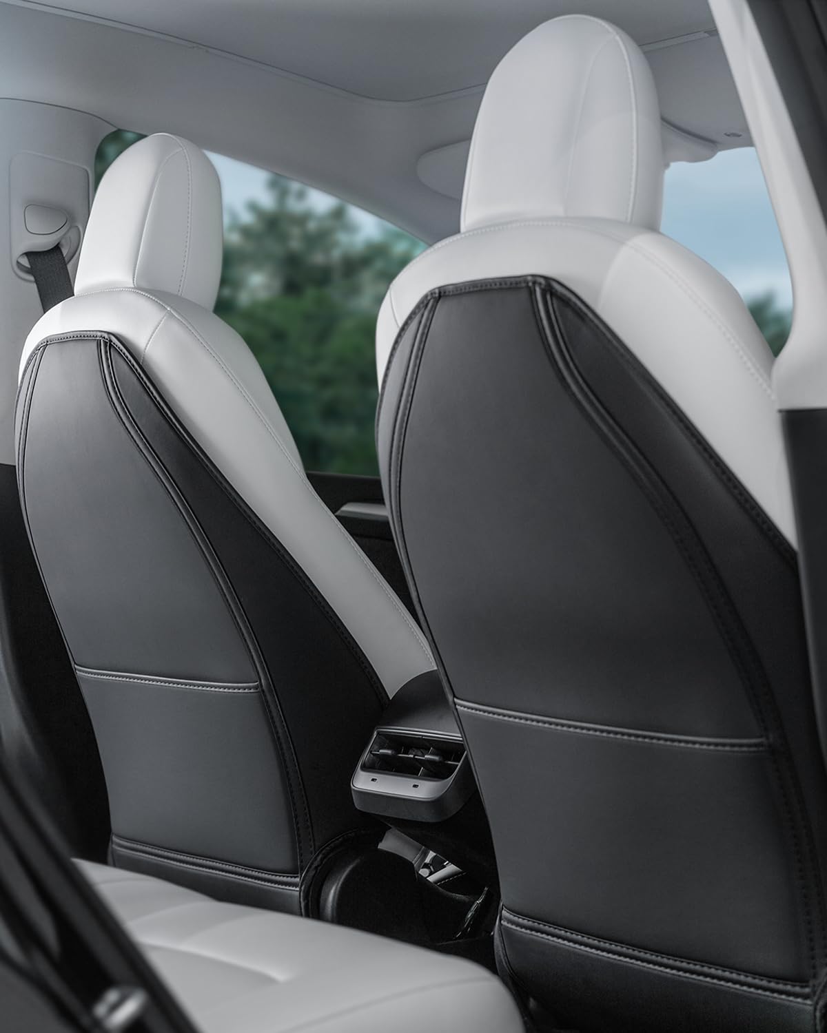 Photo 1 of Leather Seat Back Protector Designed for Tesla Model Y Model 3 Model S/X Accessories(Includes 2025 New Model Y & 2024-2025 Model 3 Highland), Wear-Resistant Kick Mats with Organizer Pocket, Set of 2