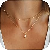 BAYLAY 18K Gold Plated Pearl Necklace for Women - Layered Trendy Gold Jewelry Gifts