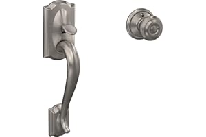 Schlage FE285 CAM 619 GEO Camelot Front Entry Handleset with Georgian Knob, Lower Half Grip, Satin Nickel