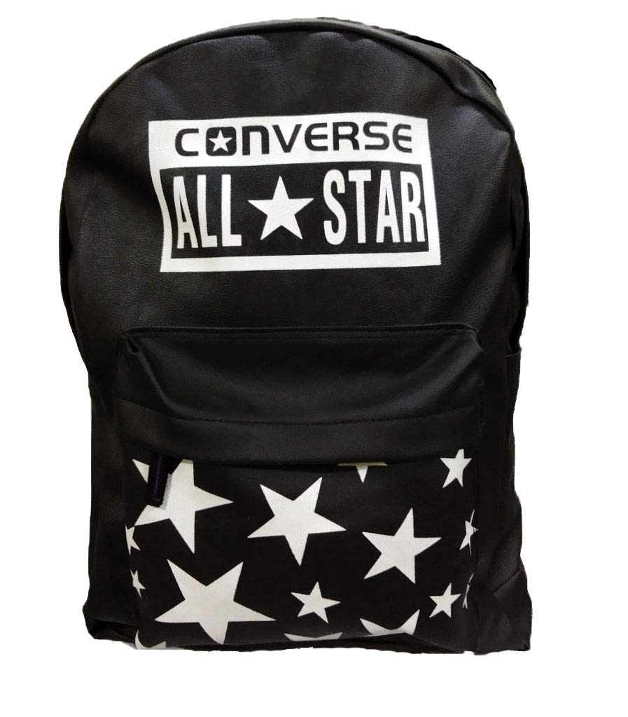 black leather converse backpack
