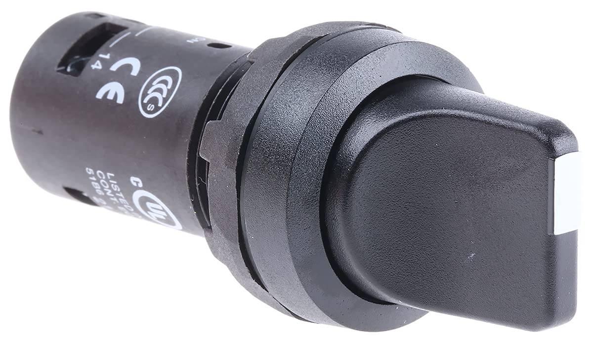 ABB C2SS1-10B-11 Compact Selector Switch, 2-pos Fixed B&C, Short handle, Black, Non-Illuminated, Black Plastic, 1NO+1NC (ABB1SFA619200R1076)