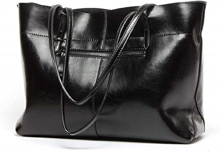 Uhat Women Genuine Leather Tote Bag Vintage Large Capacity Handbag