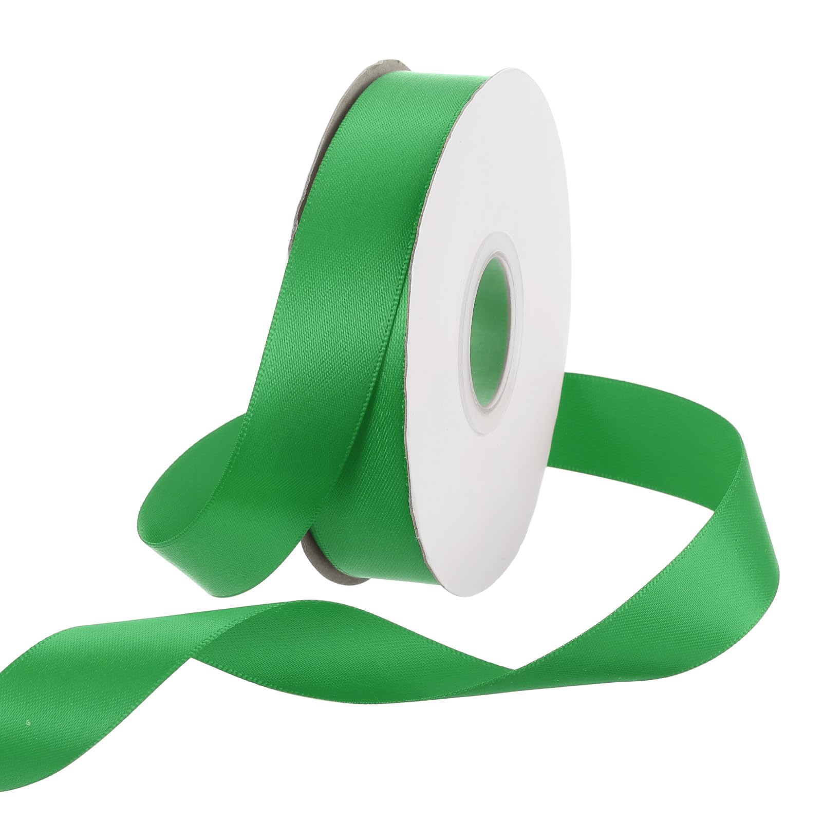 Rebower 20mm Satin Ribbon 46m Thick Double Face Grosgrain Silk Ribbon, [for Gift Wrapping, Hair Bows, Wedding, Cake, Flower] - 50 Yard/150ft/ Green